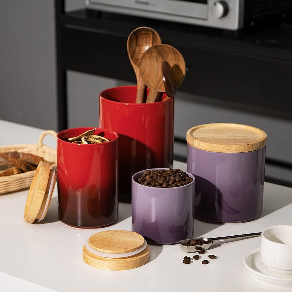 Sweejar Ceramic Food Storage Jar, Stackable Kitchen Canisters, Containers wit...