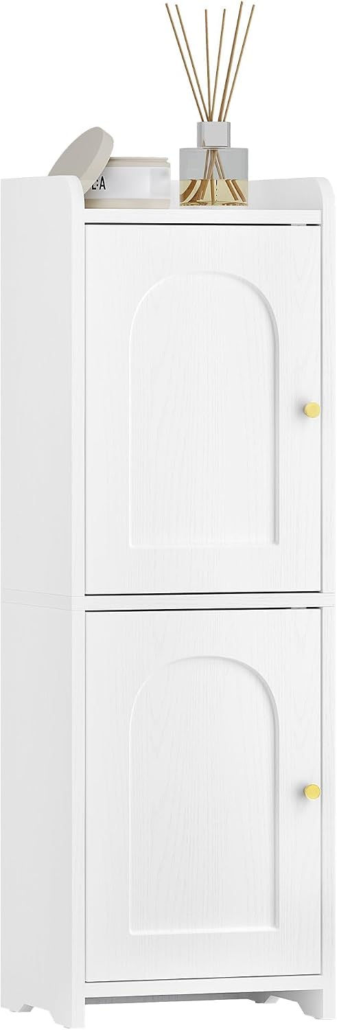Hzuaneri Bathroom Storage Cabinet, Small Corner Floor Cabinet with 2 Doors