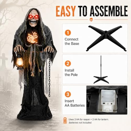 5.6FT Animatronics Grim Reaper Halloween Indoor Outdoor Decorations