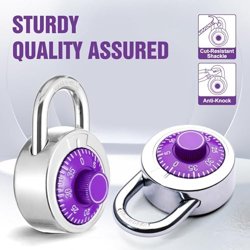 Combination Padlock, 50 mm (2"), Purple Dial, 48 Pack