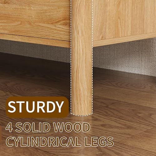 CHUWELL 63" Wide Oak 9 Drawer Dresser for Bedroom with Solid Wood Legs
