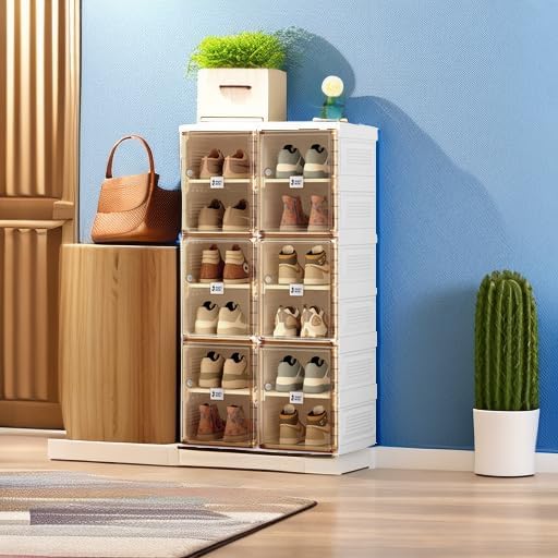ANTBOX Shoe Organizer Storage Box, Portable Folding Shoe Rack For Closet With...