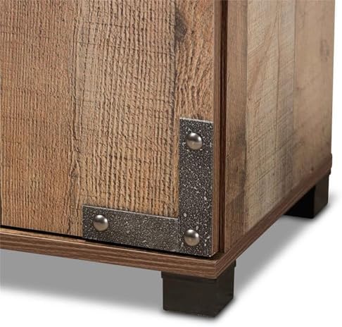 BOWERY HILL 2-Door Shoe Cabinet, Rustic Brown Wood Finish, 24.8" H x 23....