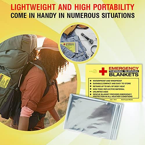Rawyer (50 Pack) Emergency Thermal Survival Blankets, Mylar Blankets for Outd...