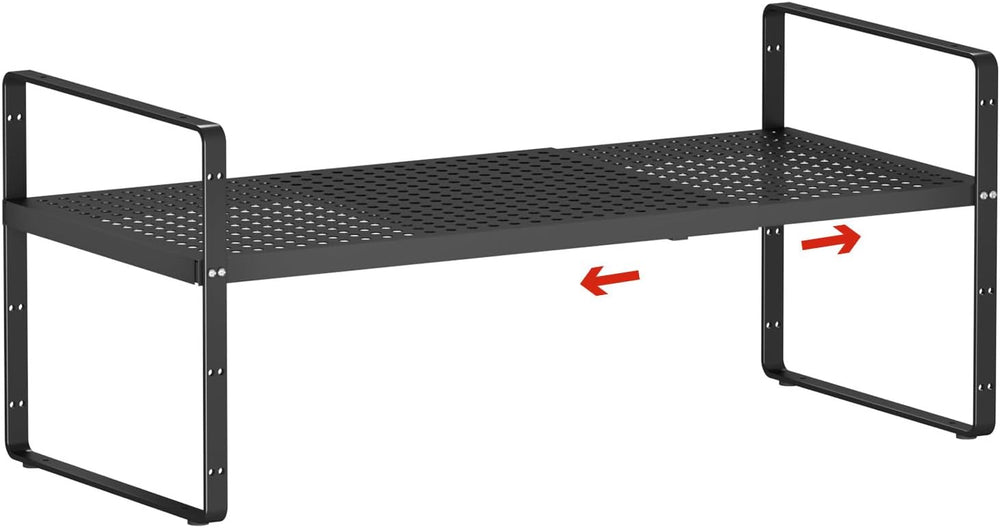 Expandable Cabinet Shelf Organizers, 16.5"~27''L, Black