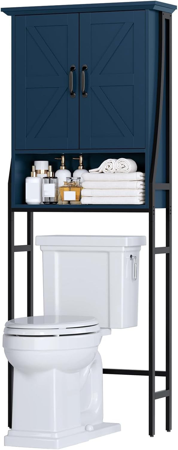 Over The Toilet Storage Cabinet, Over Toilet Bathroom Organizer with Doors Ab...