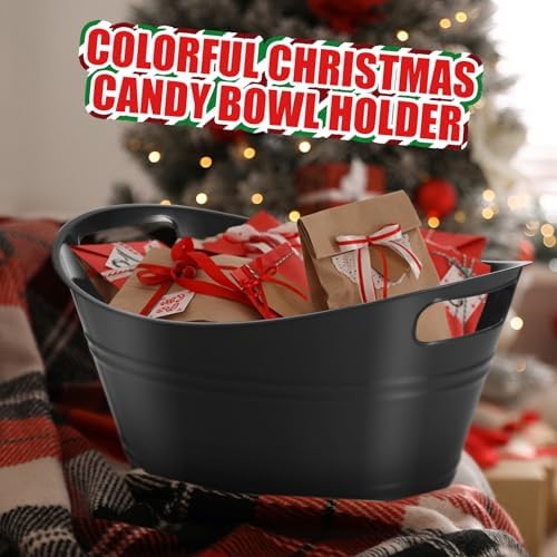 24 Pcs Oval Storage Tub with Handles Ice Buckets for Parties, Black