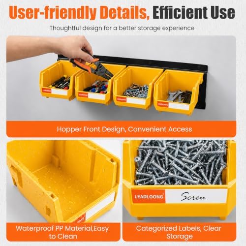 16pc Wall-Mounted Storage Organizer Set with Metal Rails Yellow
