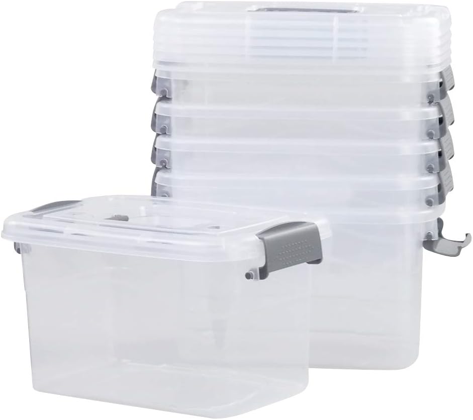 6-Pack Home Storage Bins, Plastic Container, Clear