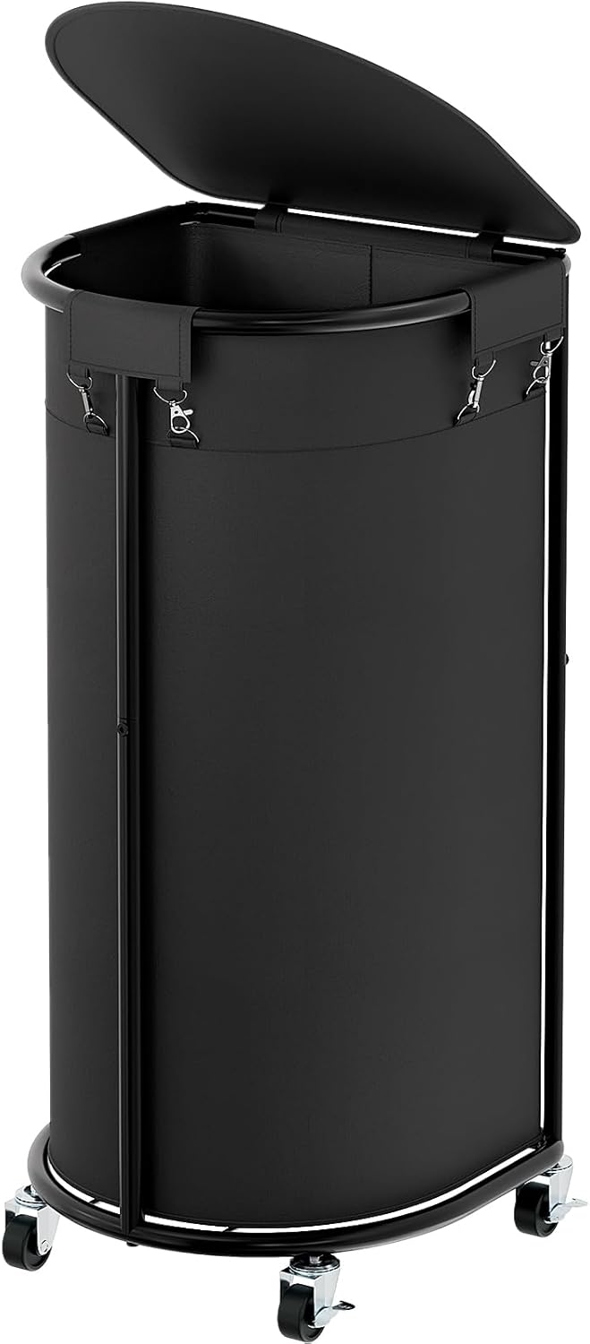Laundry Hamper with Wheels and Lid, 100L Half Round Rolling Laundry Basket