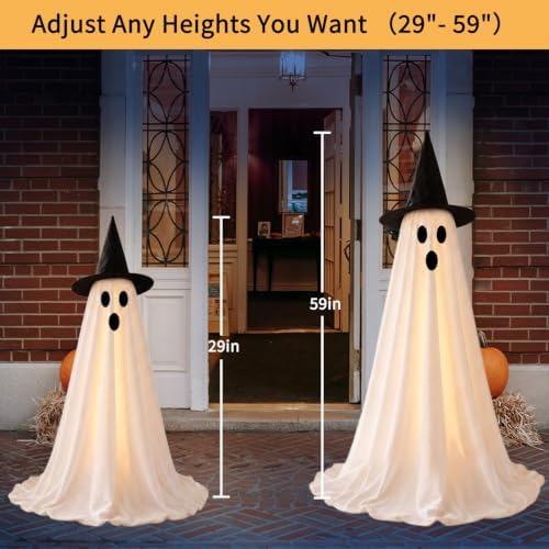 2 Packs 59” Halloween Decorations Outdoor, Spooky Light Up Ghost Indoor Decor...