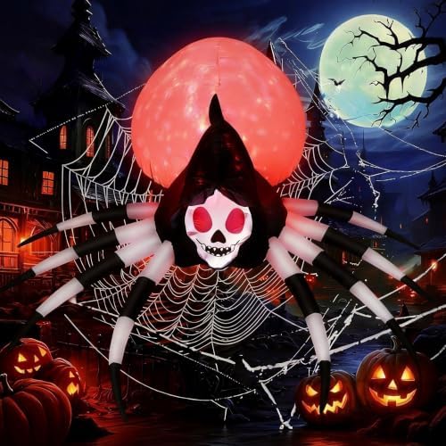 5.7FT Halloween Inflatable Skeleton Spider Outdoor Yard Decor with Magic Ligh...