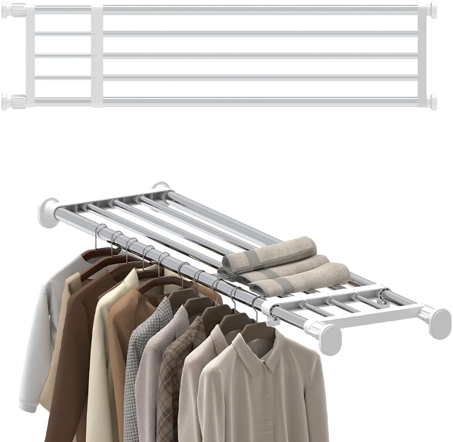 Tension Shelf Expandable Rod, Adjustable Closet Tension Shelves