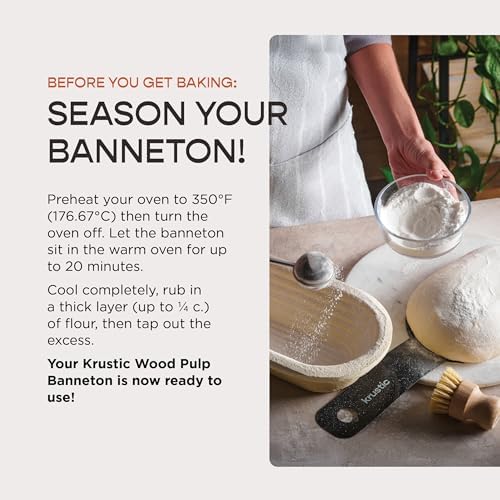 Krustic Banneton Bread Proofing Basket - 750g Oval Sourdough Baking Wood Pulp...