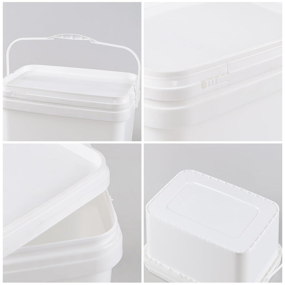 3 Gallon Rectangular Storage Bucket Pails with Lid, 4-Pack