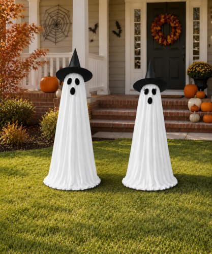 2 Pack Lighted Halloween Ghost Decorations with Remote & Timer