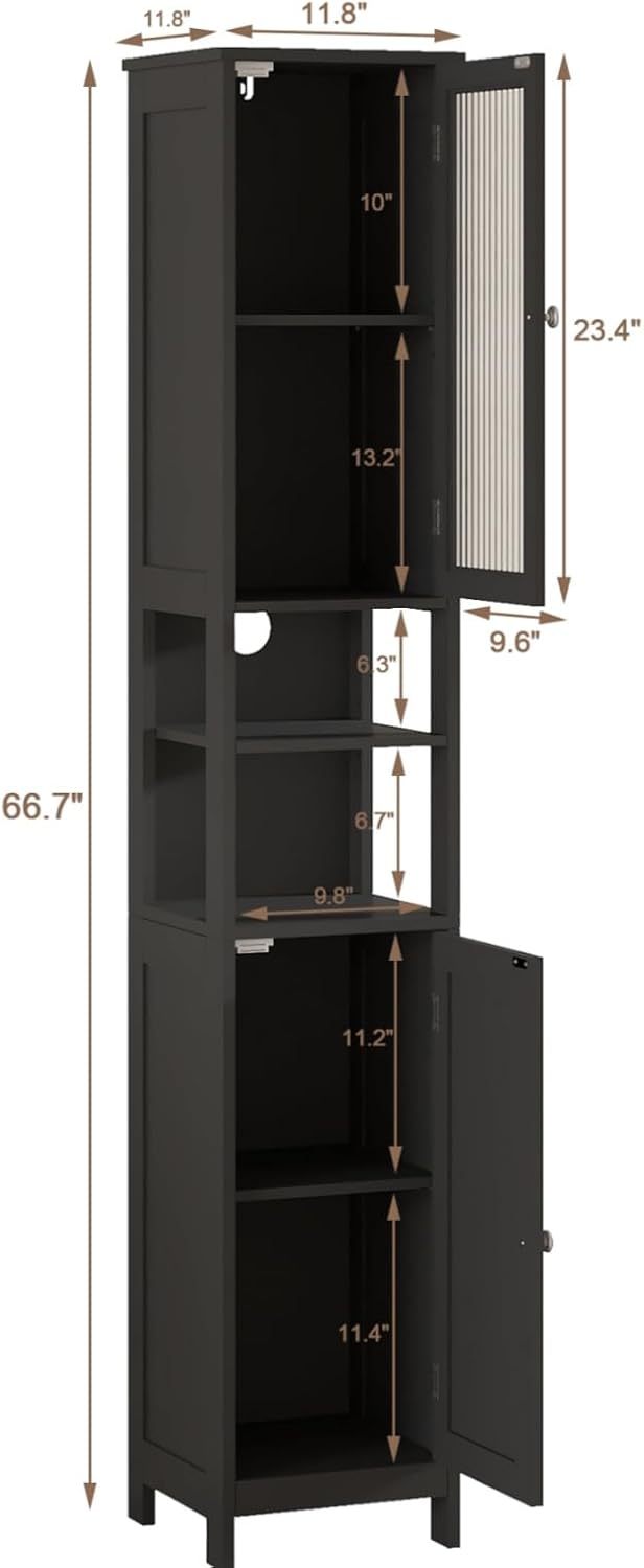 ChooChoo Narrow Bathroom Storage Cabinet with Light, Space Saving