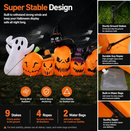 11FT Extra Wide Halloween Inflatables Pumpkins Outdoor Decorations, Blow Ups ...