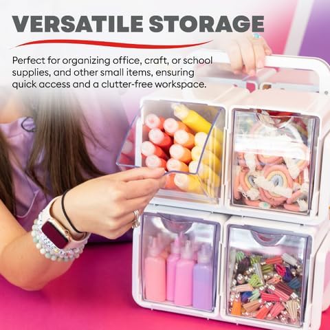 Deflecto Stackable Tilt Bin Caddy – Portable Tilt Bins Storage Organizer for ...