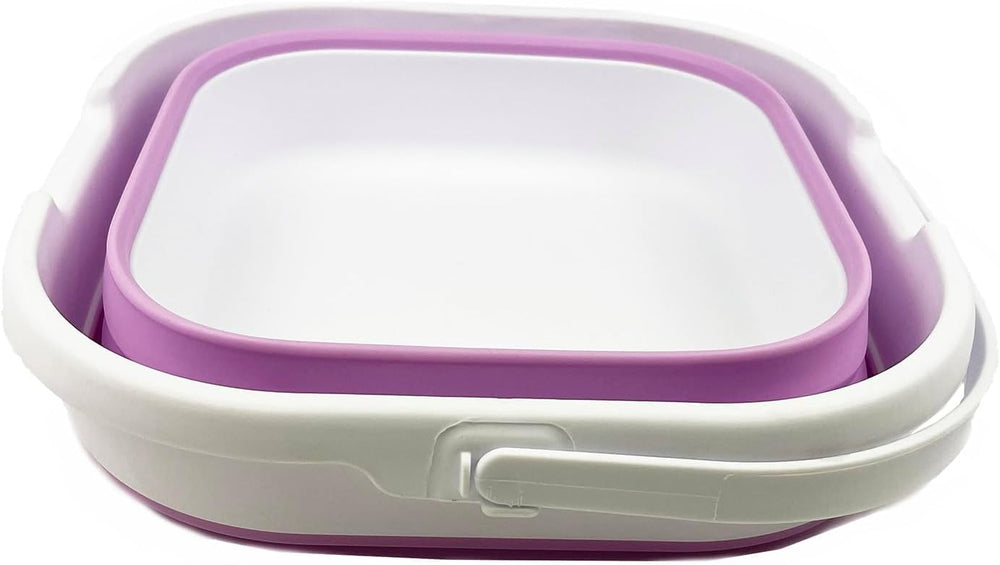 SAMMART 9.5L (2.5 Gallon) Collapsible Rectangular Handy Bucket (White/Pale Pu...