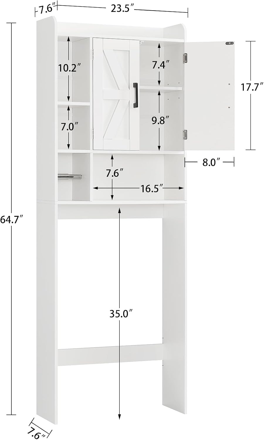 TEENFON Over The Toilet Storage Cabinet with 4 Open Shelves and Adjustable Sh...
