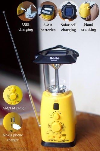 Kaito KA249W Multi-Functional Solar/Wind-up LED Camping Lantern with AM/FM NO...