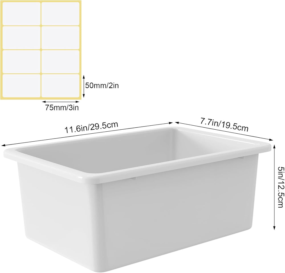 Outus 24 Pack Book Bins Classroom Cubby Storage Bins Bulk, White