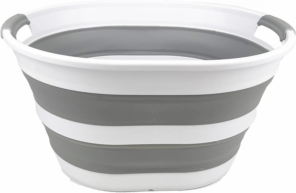SAMMART Collapsible Plastic Oval Laundry Basket 23L (6 Gallons) -Foldable Sto...