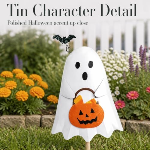 Mud Pie Ghost Halloween Decor, Light Up Ghost Yard Stake