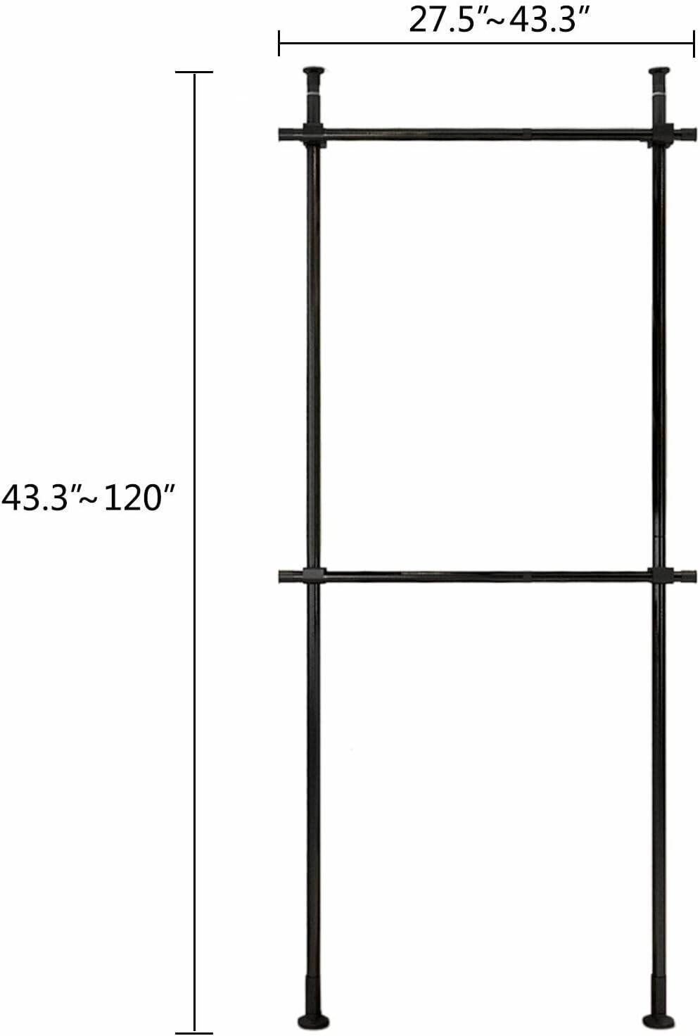 Xuthusman 2 Tier Clothes Storage Hanger Organizer Ceiling Top & Floor Met...