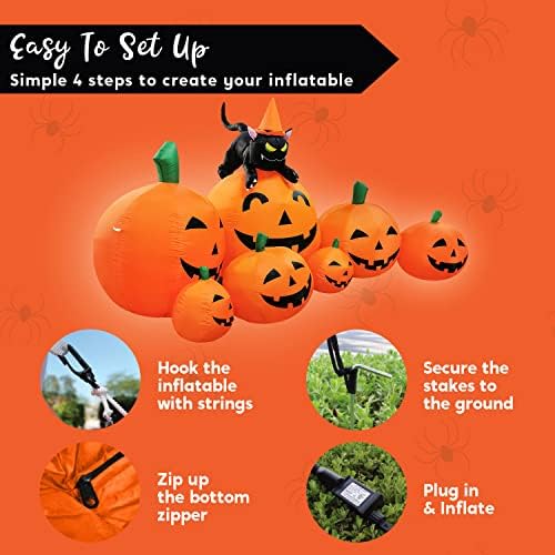 Joiedomi 7 FT Long Halloween Inflatables Pumpkin Outdoor Decorations, 7 Pumpk...