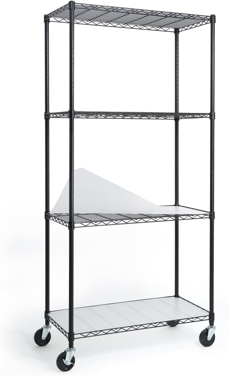 CAPHAUS NSF Heavy Duty Wire Shelving w/Wheels, Leveling Feet & Liners, St...