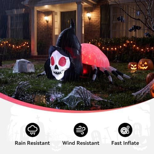 5.7FT Halloween Inflatable Skeleton Spider Outdoor Yard Decor with Magic Ligh...