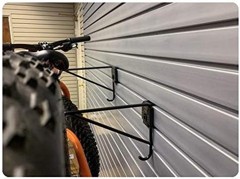 Horizontal Bike Hooks with Locking Brackets for Bike Storage on Garage Slatwa...