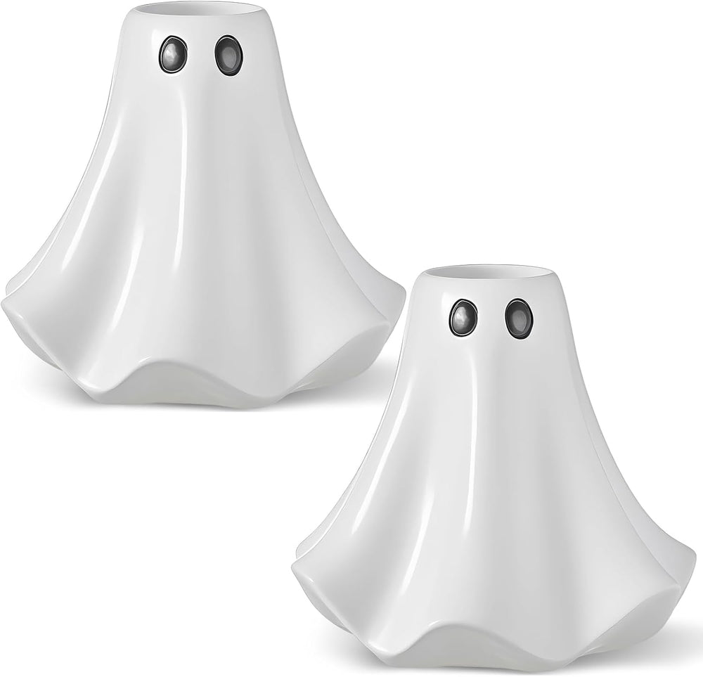 Conelist 2 Pcs Halloween Ghost Candle Holders Ceramic