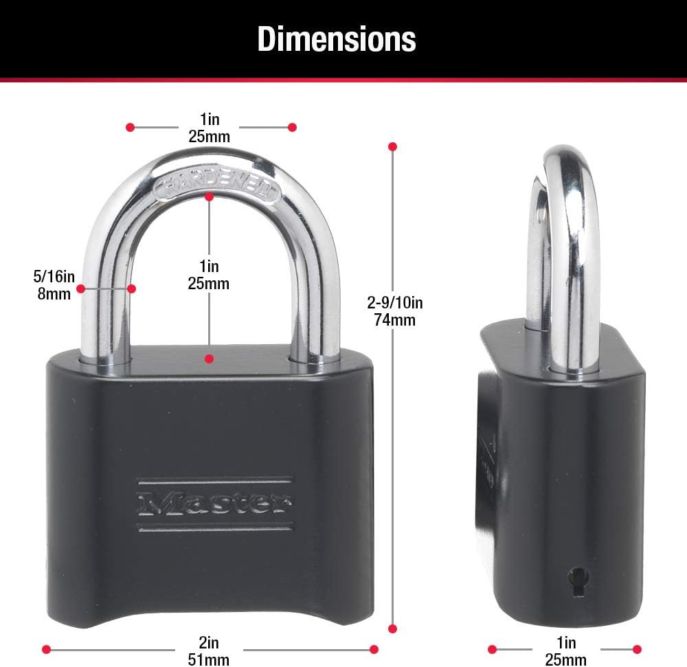 Master Lock Black Combination Padlock,Set Your Own Combo Lock,Weather Resista...