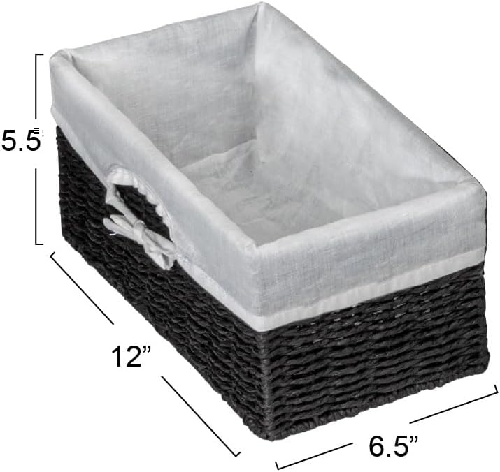 Household Essentials Wicker Basket Set, 3 Pieces, 1 Large and 2 Small Paper R...