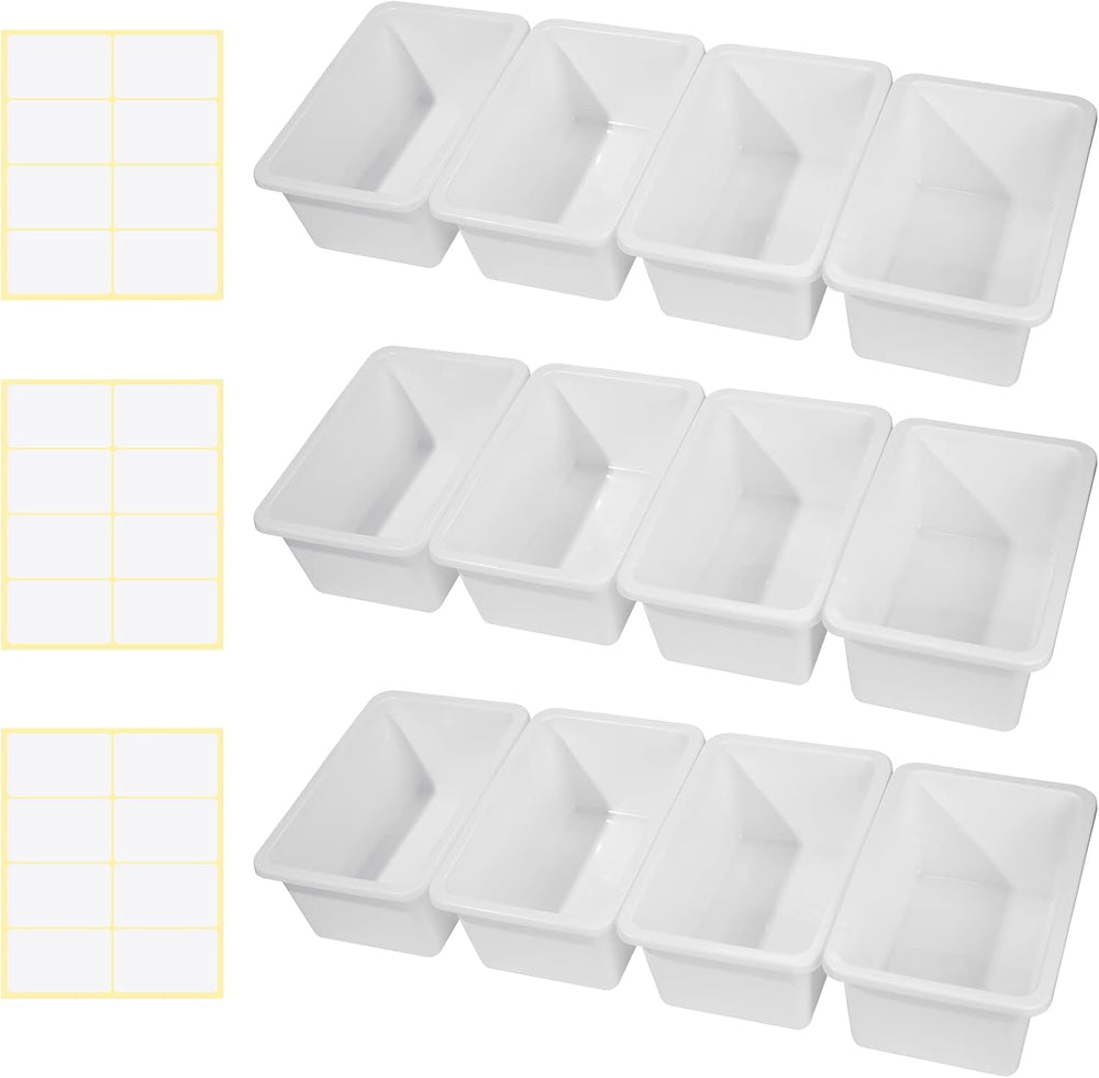 Outus 24 Pack Book Bins Classroom Cubby Storage Bins Bulk, White