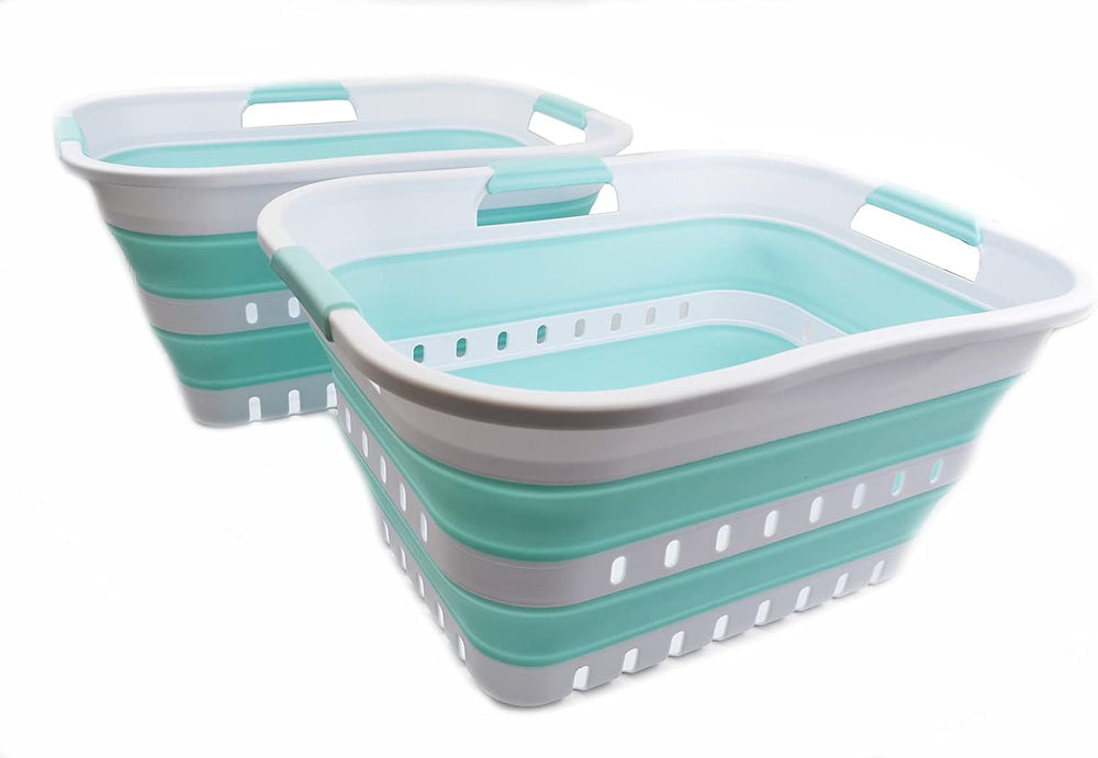 SAMMART Set of 2-30L (8 gallon) Collapsible Plastic Laundry Basket - Foldable...