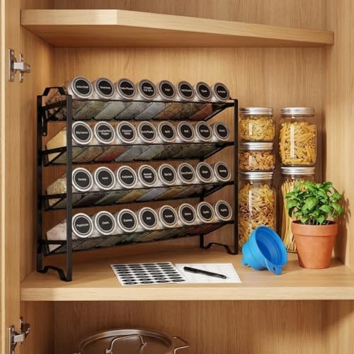Simple Trending 4-Tier Spice Rack Organizer, Spice Rack with 32 Empty Spice J...