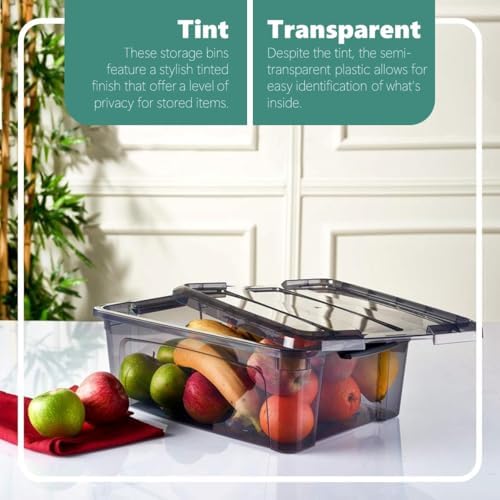 Tribello 12.5 Quart Storage Bins with Lids, Plastic Storage Containers with L...