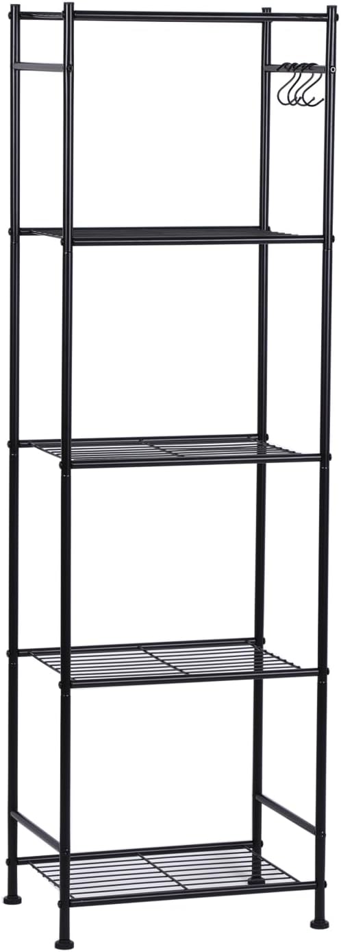 5-Tier Sturdy Storage Shelves with Leveling Feet, Black