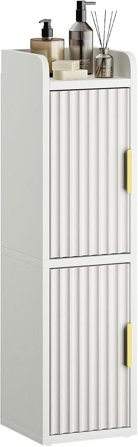 Yoobure Fluted Small Bathroom Storage Cabinet, Narrow Toilet Paper Cabinets