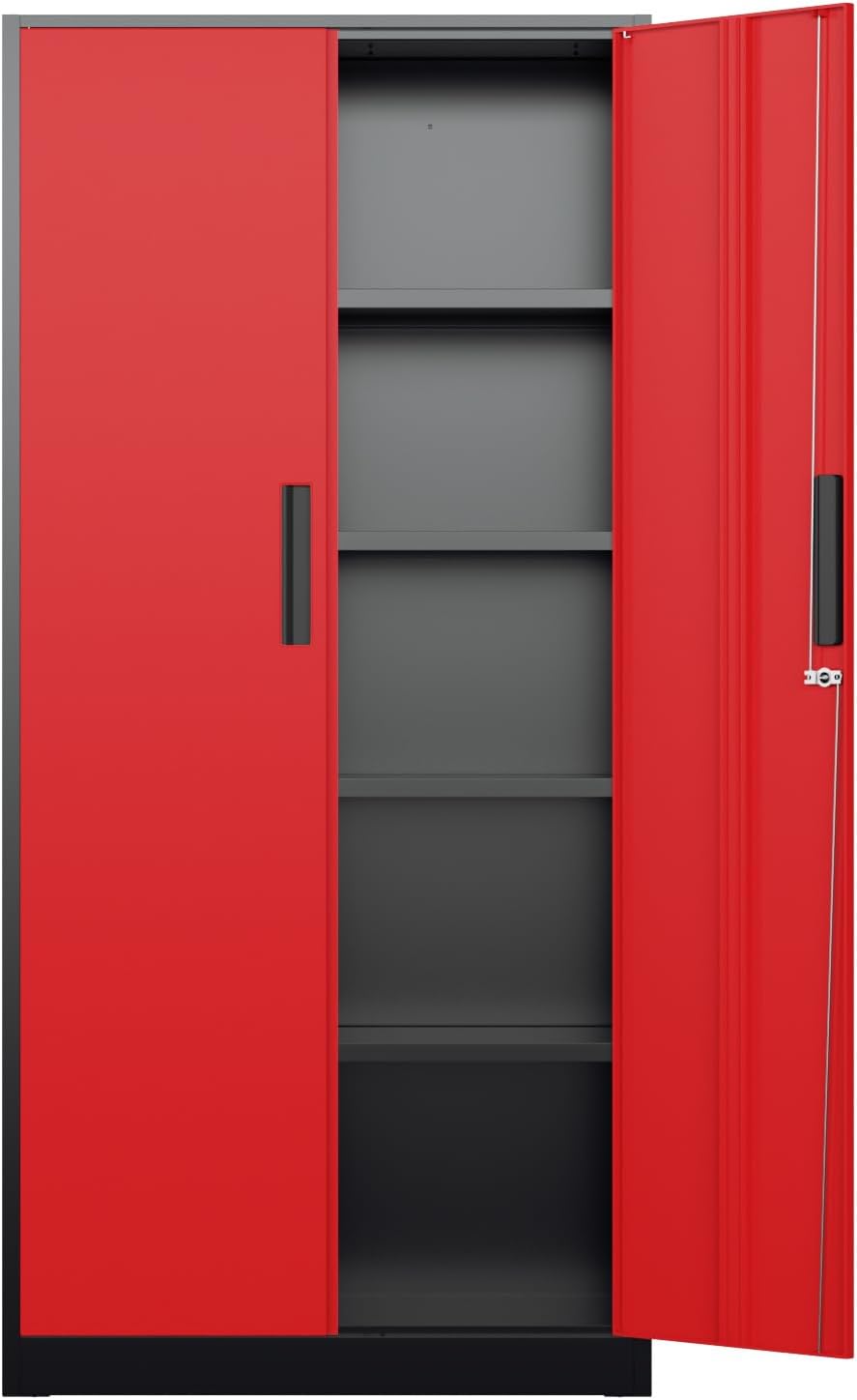 72" Metal Garage Storage Cabinet - 900lbs Heavy Duty Steel Cabinet with ...