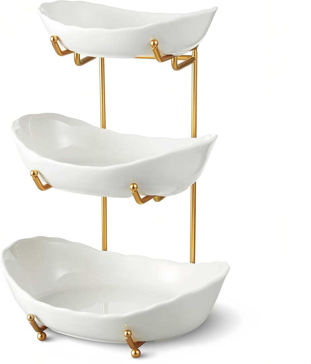 3 Tier Fruit Basket, Ceramic Fruit Bowl for Kitchen Counter 6