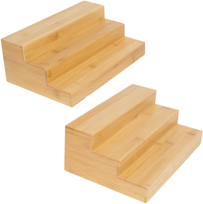 2 Pack Bamboo Spice Rack Organizer 3 Tier