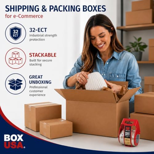 BOX USA Long Boxes Holds 65lbs, 20x10x8 20-Pk for Shipping & Packing