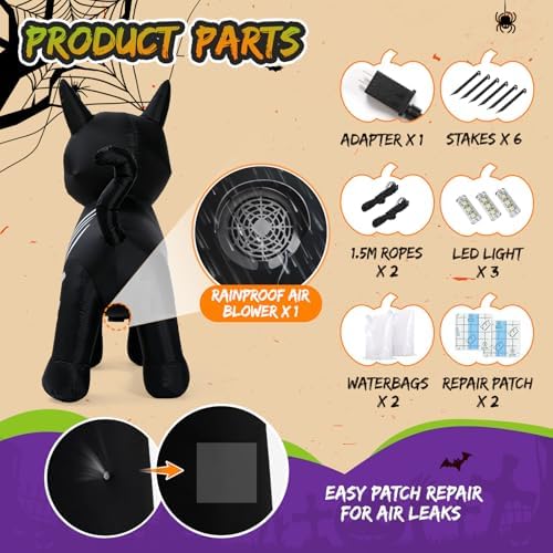 5FT Halloween Inflatables Cute Skeleton Cat Outdoor Decorations