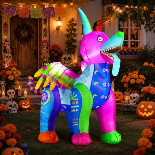 6FT Halloween Inflatable Decorations Alebrije Dog, Dia de Los Muertos Decor