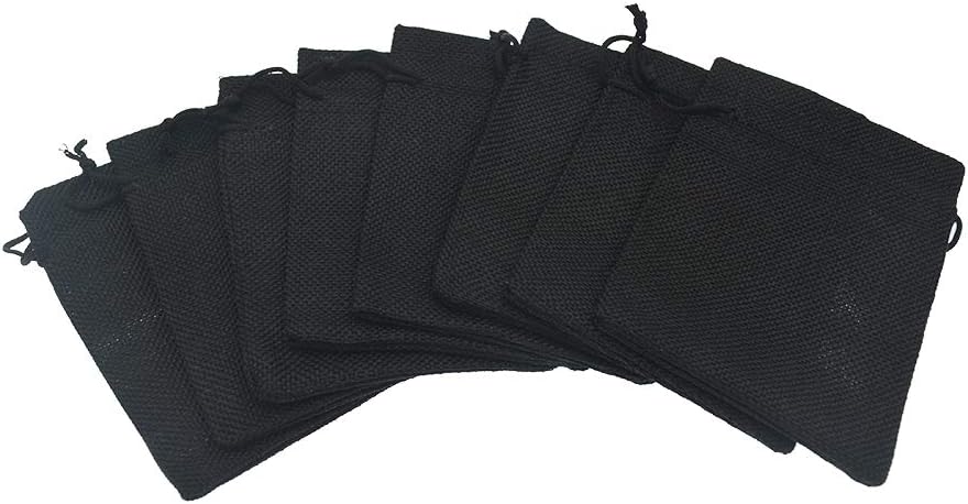 50Pcs Black Burlap Bags with Drawstring, 5.9x7.5 inch Jute Favor Sacks Linen ...
